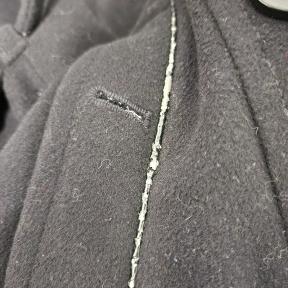 London Fog Heritage Black Wool Blend Trench Coat with Leather Accents - Picture 9 of 16